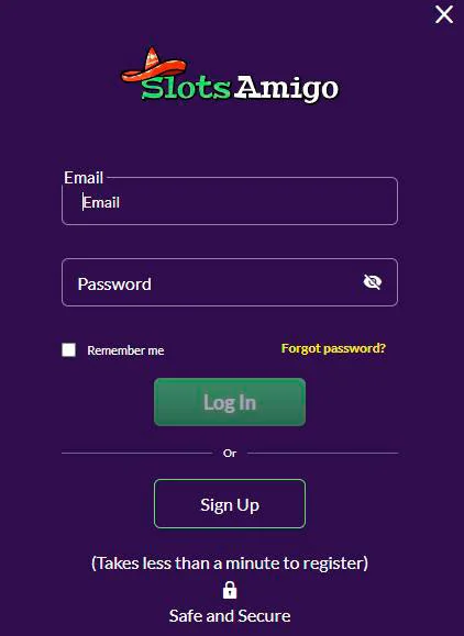 LOG IN slotsamigo casino