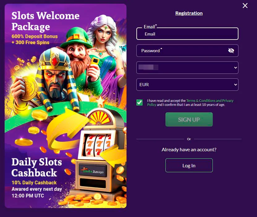 register slotsamigo casino'